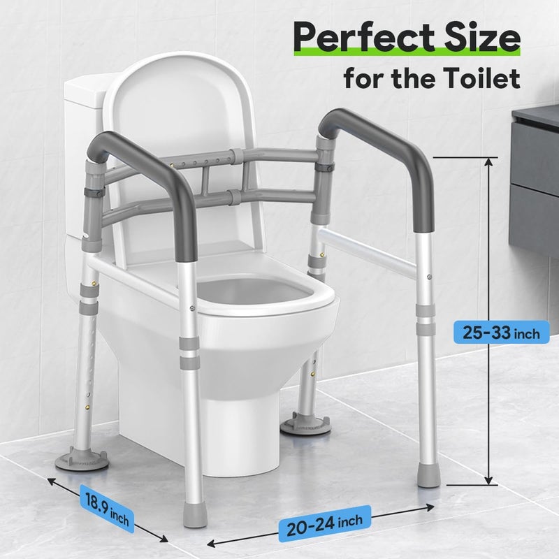 DELOG Toilet Safety Rails 300 lb - Adjustable Toilet Safety Frame & Rails, Toilet Safety Rail for Elderly Adults, Toilet Handles for Seniors, Toilet Bars for Elderly & Handicap (Gray) - Image 3